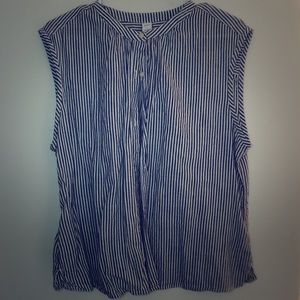Blue/white stripe, button up striped blouse